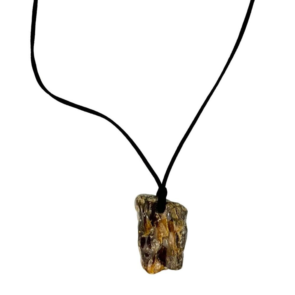 Baltic Amber Necklace Chunky Raw Square Shape Polished